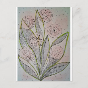 Bloementuin Mixed Media Briefkaart