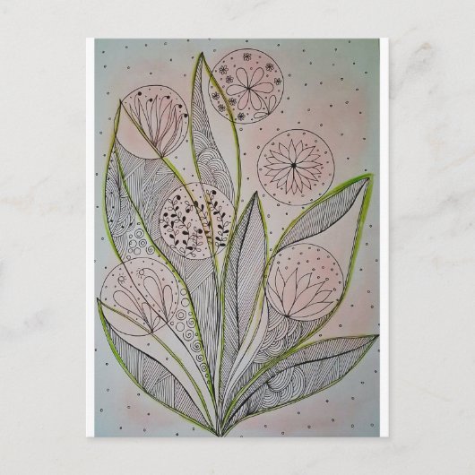 Bloementuin Mixed Media Briefkaart (Voorkant)