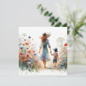 Bloementuin Moederdag kaart vrouw en kind (Staand voorkant)
