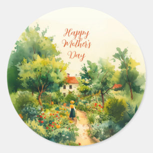 bloementuin Moederdag Ronde Sticker