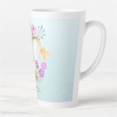 Bloementuin Monogram Hart Blauw Latte Mok (Rechts)