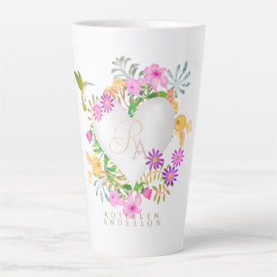 Bloementuin Monogram Hart Wit Latte Mok