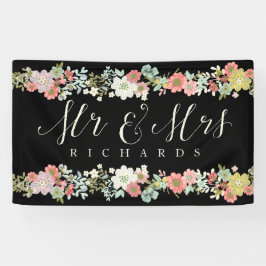 Bloementuin Mr & Mrs Huwelijk Script Banner