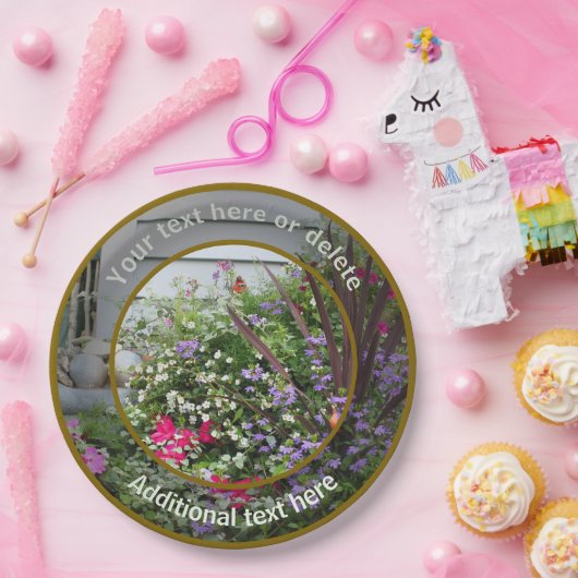 Bloementuin Natuur Gepersonaliseerde Partij Papieren Bordje (Feest)