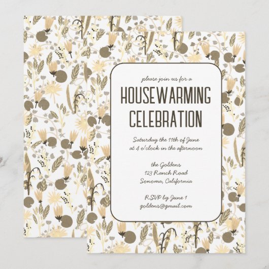 Bloementuin Neutrals Custom HOUSEWARMING PARTY Kaart (Voorkant / Achterkant)