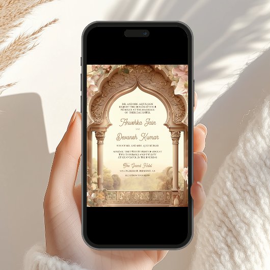 Bloementuin Olifanten Indian Palace bruiloft Kaart