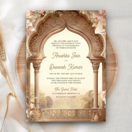 Bloementuin Olifanten Indian Palace bruiloft Kaart