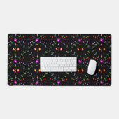 Bloementuin op zwart patroon bureaumat (Keyboard & Muis)