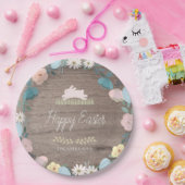 Bloementuin Paashaas Eieren Rustiek Hout Papieren Bordje (Feest)