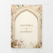 Bloementuin Pauwstaarten Indiase Paleis Bruiloft Drieluik Uitnodiging (Cover)