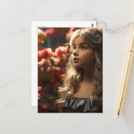 Bloementuin prinses meisje briefkaart