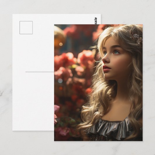 Bloementuin prinses meisje briefkaart (Voorkant / Achterkant)