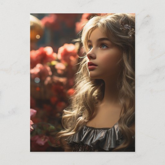 Bloementuin prinses meisje briefkaart (Voorkant)