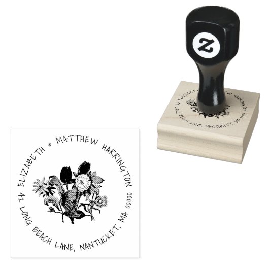 Bloementuin retouradres rubberen stempel (Gestempeld)