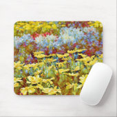 Bloementuin Rijen Geel Blauw Art Muismat (Met muis)