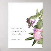 Bloementuin Roze Bruiloft Welcome Bord Poster (Voorkant)