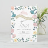 Bloementuin Roze Bunny Girl Verjaardag Kaart (Staand voorkant)