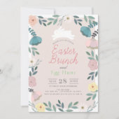 Bloementuin Roze Bunny Pasen Brunch & Egg Hunt Kaart (Voorkant)