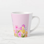 Bloementuin roze monogram latte mok (Rechts)