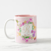 Bloementuin roze Monogram Mok (Links)