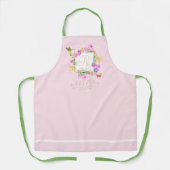 Bloementuin Roze Monogram Schort (Voorkant)