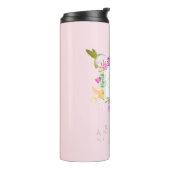 Bloementuin roze monogram thermosbeker (Gedraaid links)