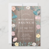 Bloementuin Rustiek Hout Moederdag Brunch Kaart (Voorkant)