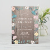 Bloementuin Rustiek Hout Moederdag Brunch Kaart (Staand voorkant)