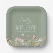 Bloementuin Sage Groene Wildbloem Papieren Bordje (Voorkant)