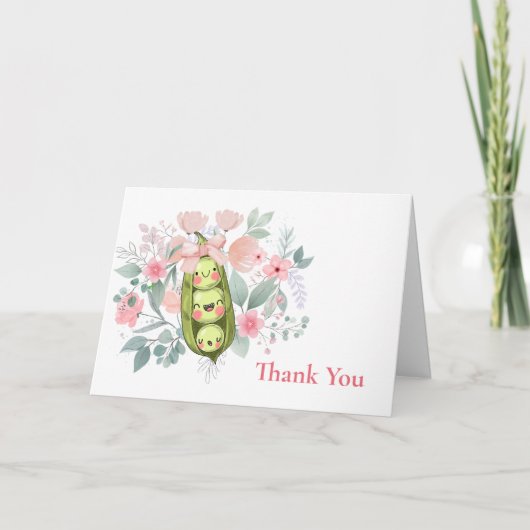 Bloementuin Sweet Pea In Pod Girl Baby shower Bedankkaart (Voorkant)
