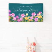 Bloementuin Teal Welkom Thuis Spandoek (Insitu)