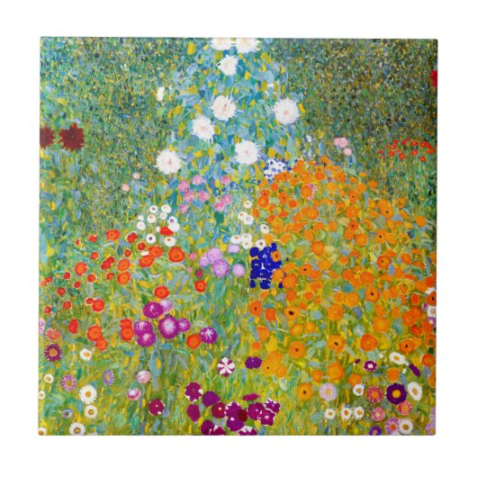bloementuin van Gustav Klimt Tegeltje (Voorkant)