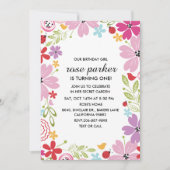 Bloementuin verjaardagsfeestje uitnodiging (Voorkant)