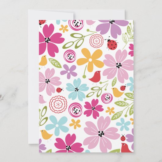 Bloementuin verjaardagsfeestje uitnodiging (Achterkant)