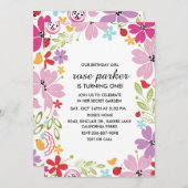 Bloementuin verjaardagsfeestje uitnodiging (Voorkant / Achterkant)