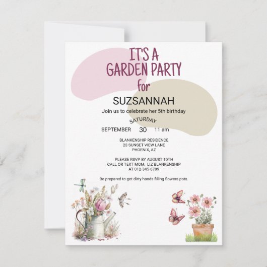 Bloementuin vlinders libellen Waterverf Kaart (Voorkant)