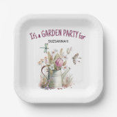 Bloementuin vlinders libellen Waterverf Papieren Bordje (Voorkant)