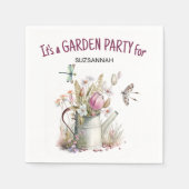 Bloementuin vlinders libellen Waterverf Servet (Voorkant)