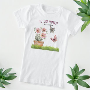 Bloementuin vlinders libellen Waterverf T-shirt
