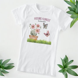 Bloementuin vlinders libellen Waterverf T-shirt