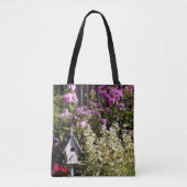 Bloementuin Vogelhuisje Pastel Schilderij Tote Bag (Voorkant)
