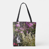 Bloementuin Vogelhuisje Pastel Schilderij Tote Bag (Achterkant)