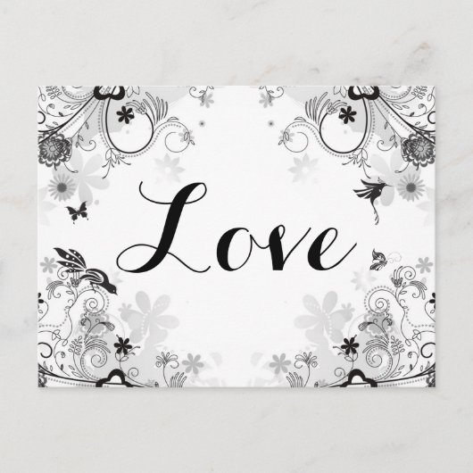  bloementuin ~ Vogels en vlinders Liefde Briefkaart (Voorkant)