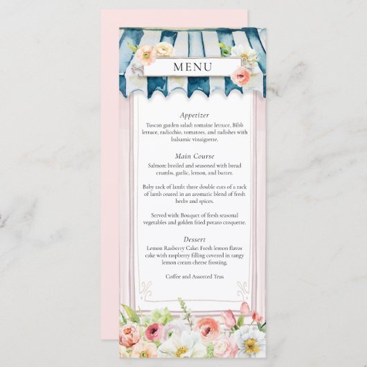 Bloementuin Vrijgezellenfeest Menu (Voorkant / Achterkant)