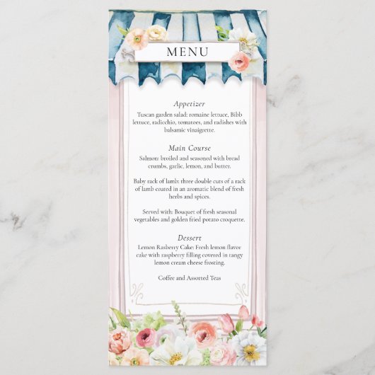 Bloementuin Vrijgezellenfeest Menu (Voorkant)