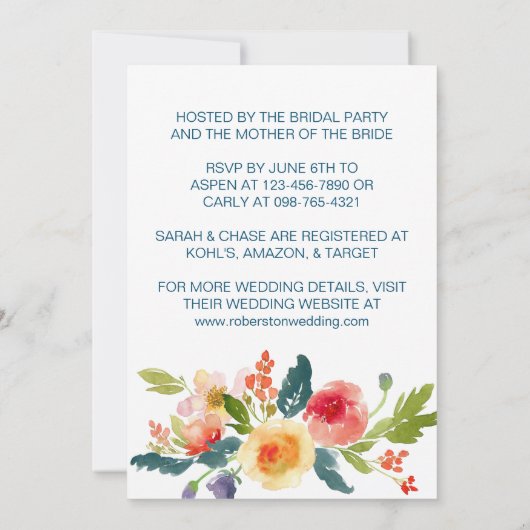 Bloementuin Vrijgezellenfeest Uitnodigen Kaart (Achterkant)