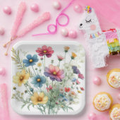 Bloementuin Waterverf Botanisch Papieren Bordje (Feest)