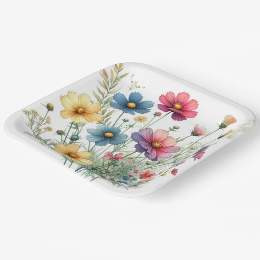 Bloementuin Waterverf Botanisch Papieren Bordje (Gebogen)