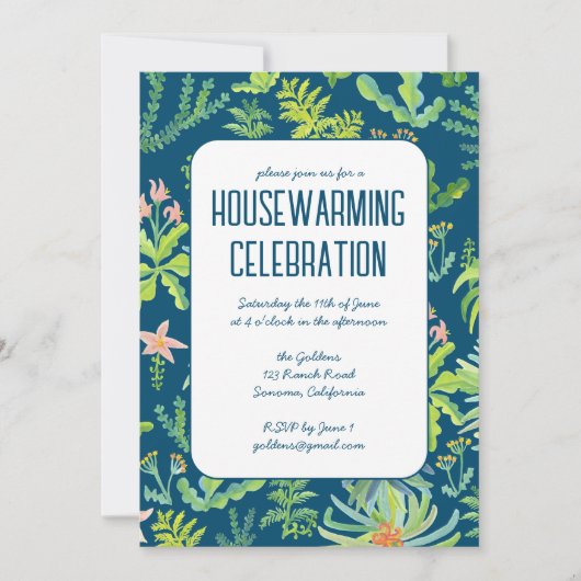 Bloementuin Waterverf Custom HOUSEWARMING PARTY Kaart (Voorkant)