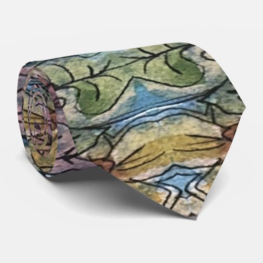  bloementuin Waterverf schilderij Stropdas (Opgerold)